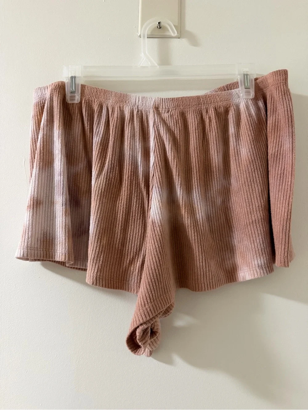 ivory ella Ribbed High-Waist Drawstring Shorts - Mauve